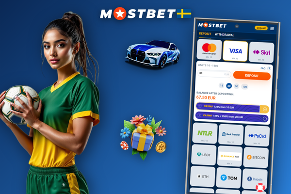Inmatningsfält för bonuskod i Mostbet-kassan aktiverar välkomstbonusen vid insättning